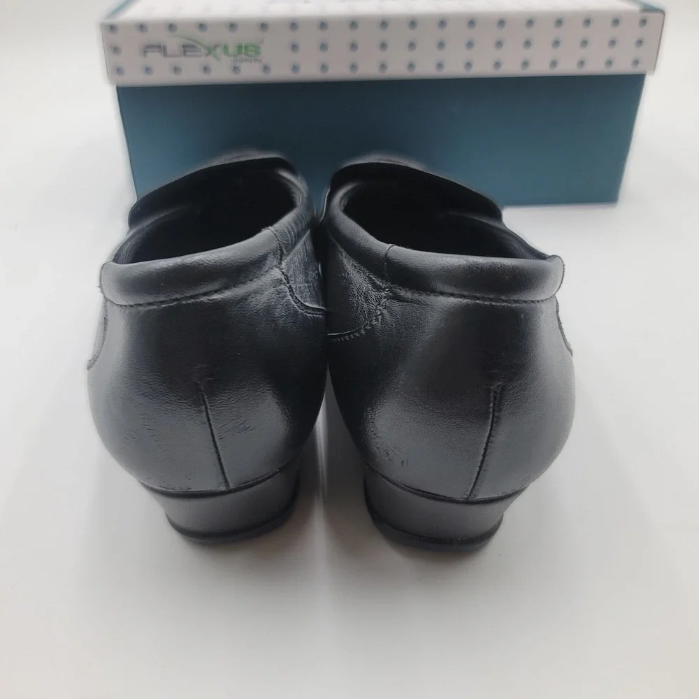 SAS Tripad Comfort Black Leather Loafers Womens 8.5 M Low Wedge Moc Toe USA Made